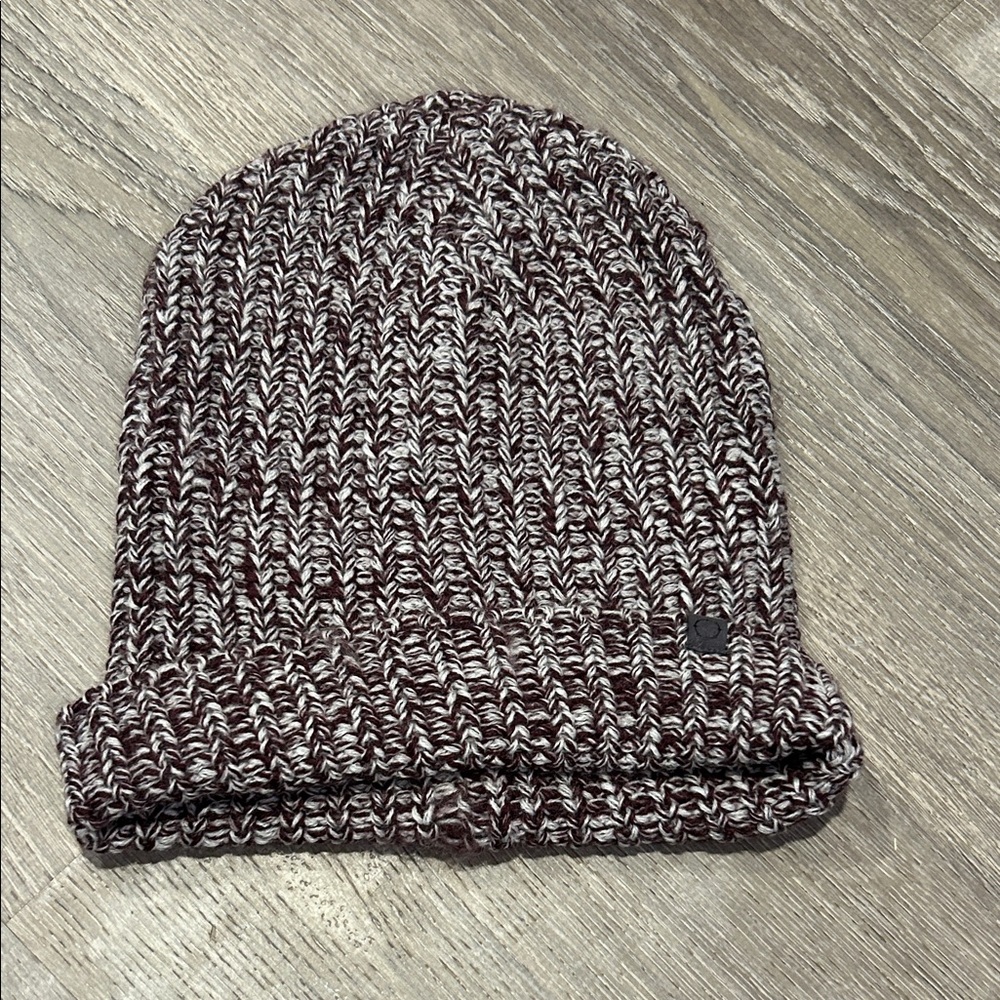 Empyre Cozy Knit Beanie in Purple and White